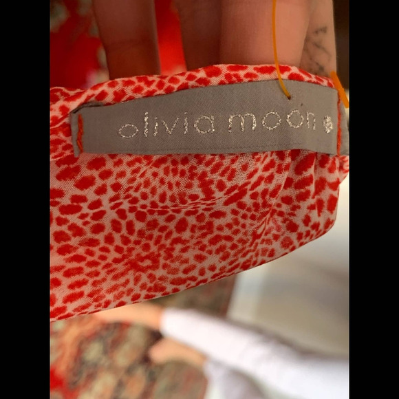 Olivia Moon Red & White Sheer Blouse - Picture 7 of 12